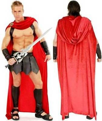 Adult Spartan Warrior 300 Roman Greek Gladiator Thor Superhero Costume Red Cape