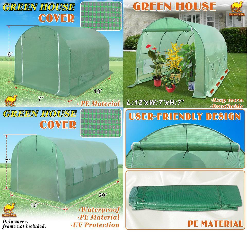 Multi-size 24.6/20x10x7' Replacement Greenhouse Cover 16/12x7x7' 10x7x6' House
