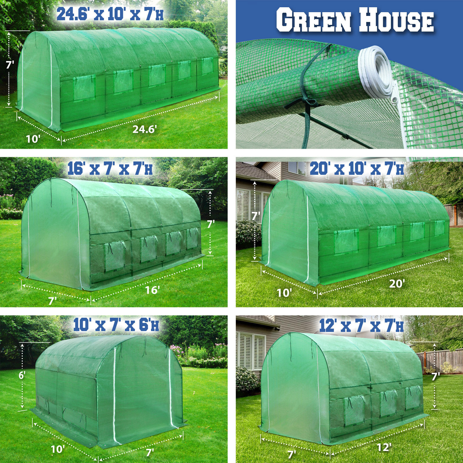 Portable Steel Green House Larger Walk-in Outdoor Plant Gardening Hot Greenhouse