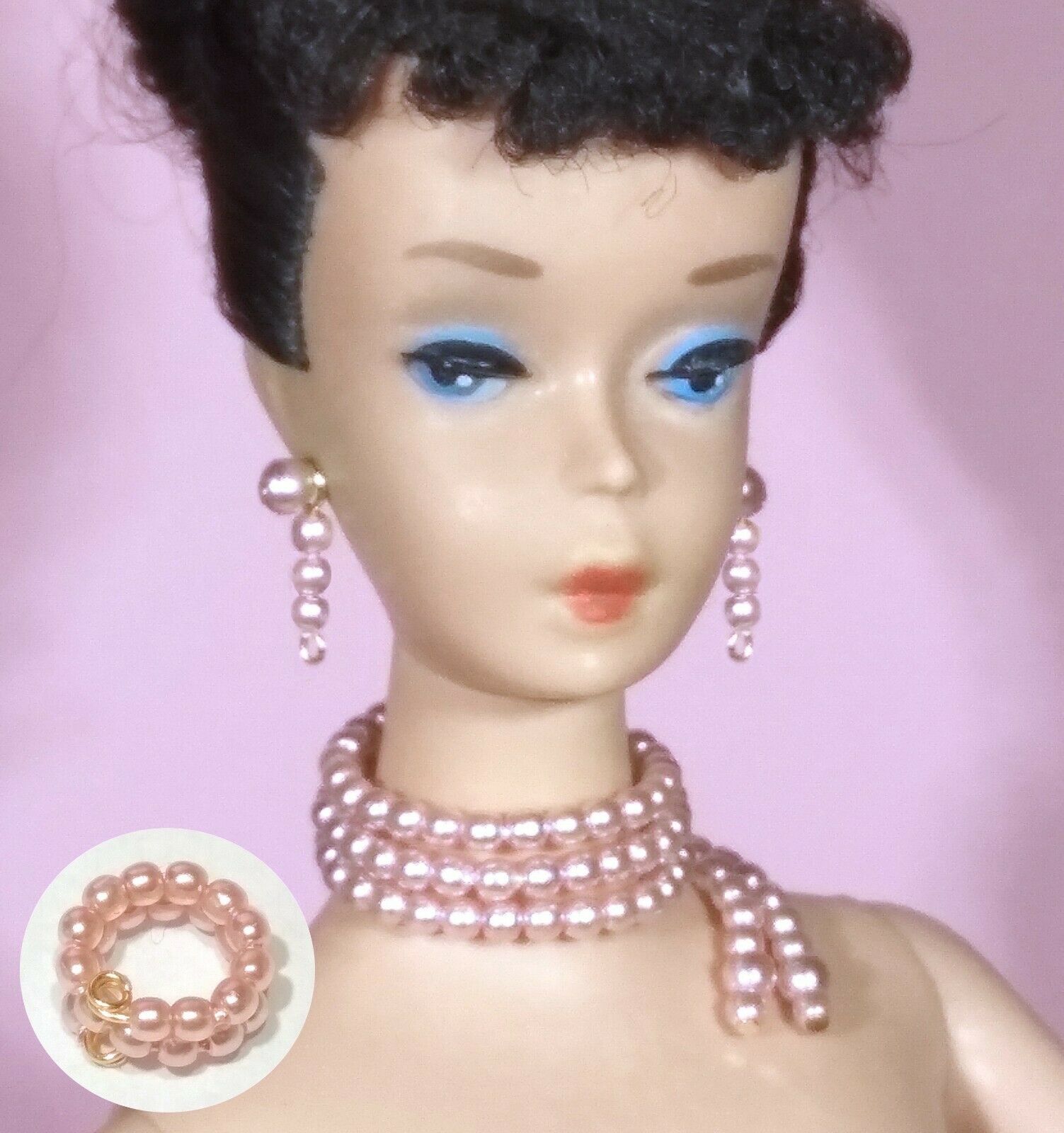 Dreamz Pink Pearl Necklace Enchanted Evening Vintage Repro For Barbie Doll