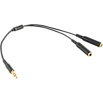 6" 1 Male To 2 Female Gold Plated 3.5mm Audio Y Splitter Headphone Cable Black