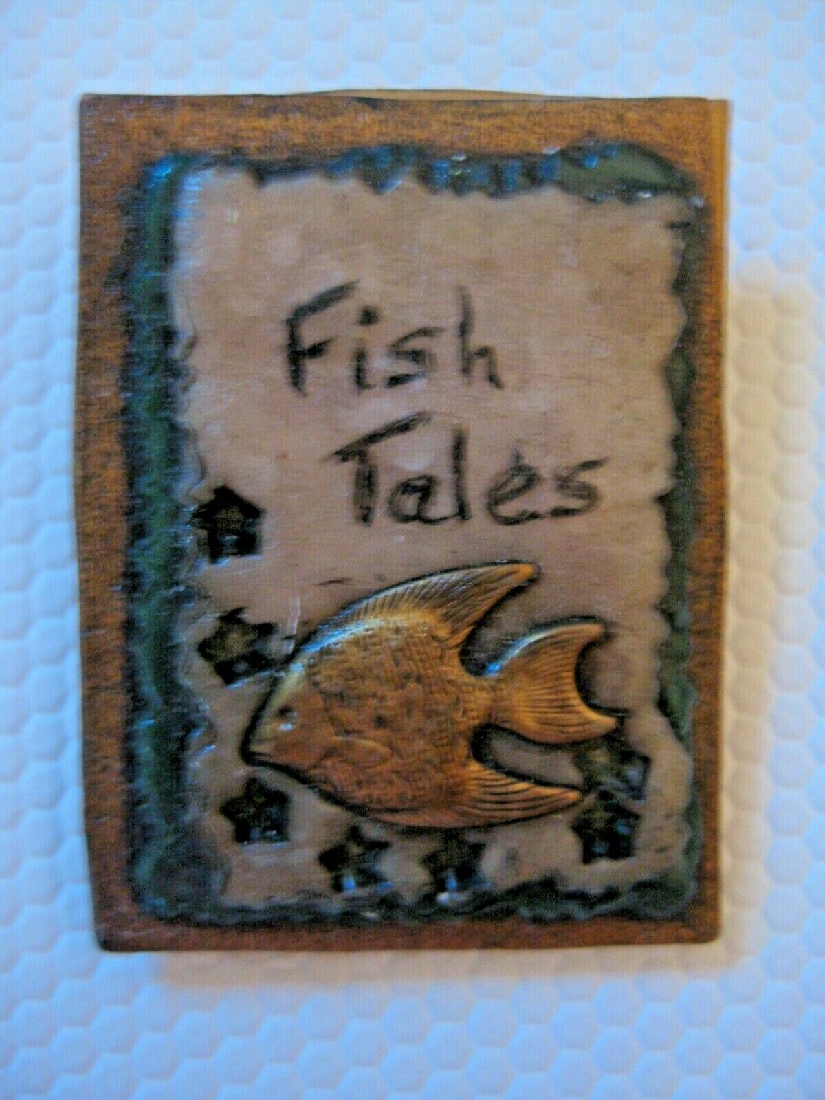 Fisherman's Wife Book Brooch Fish Tales Signed Ms Opens W/quote Ooak Fish Stars