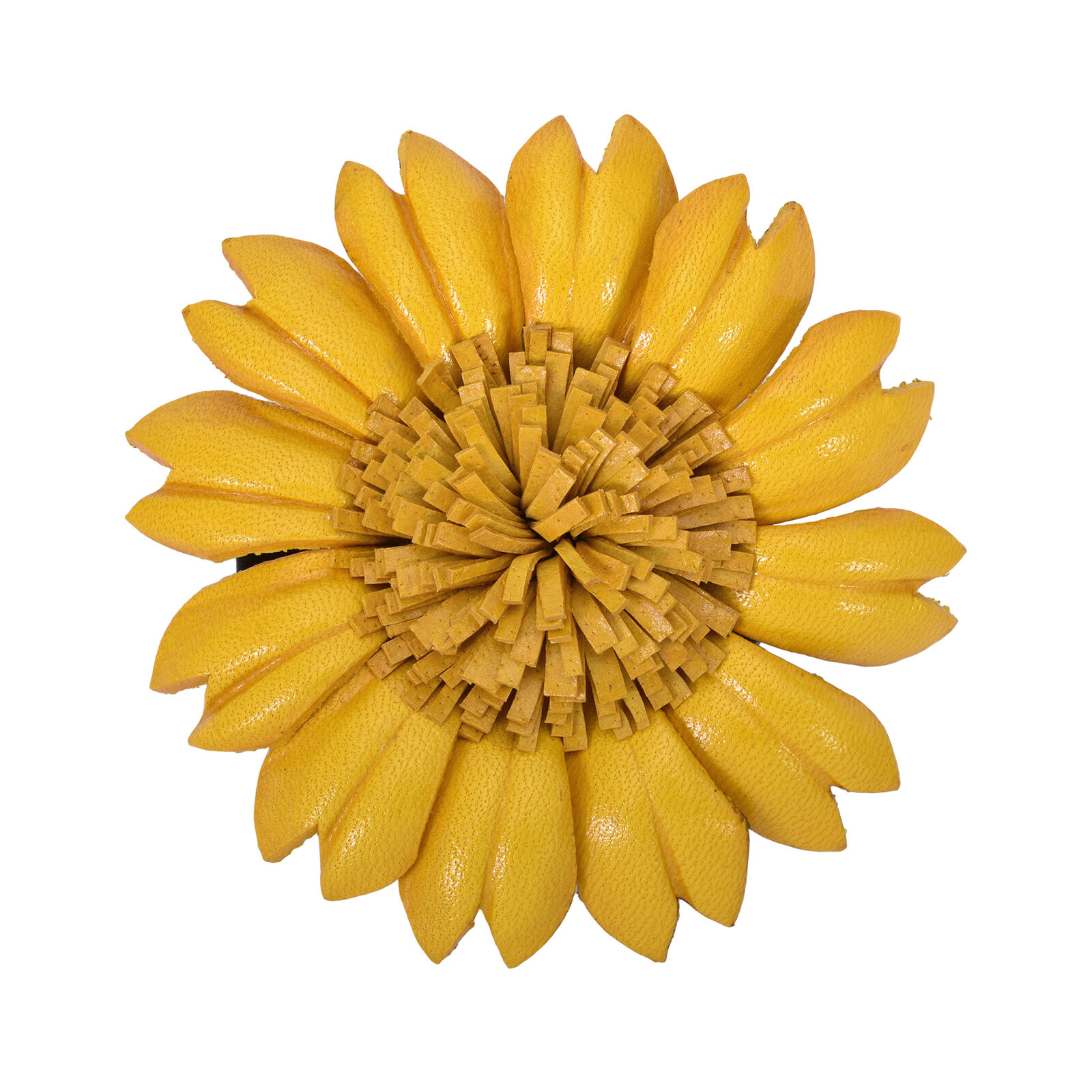 Yellow Sunflower Genuine Leather 2-in-1 Floral Pin/hairclip
