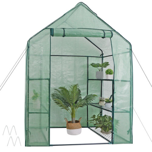 Mini 6 Shelves 3 Tiers Walk In Door Outdoor Green House For Planter Portable