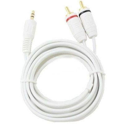 12 Ft 3.5mm Stereo Male To 2 Rca Dual Audio Male Adapter Speaker Cable White