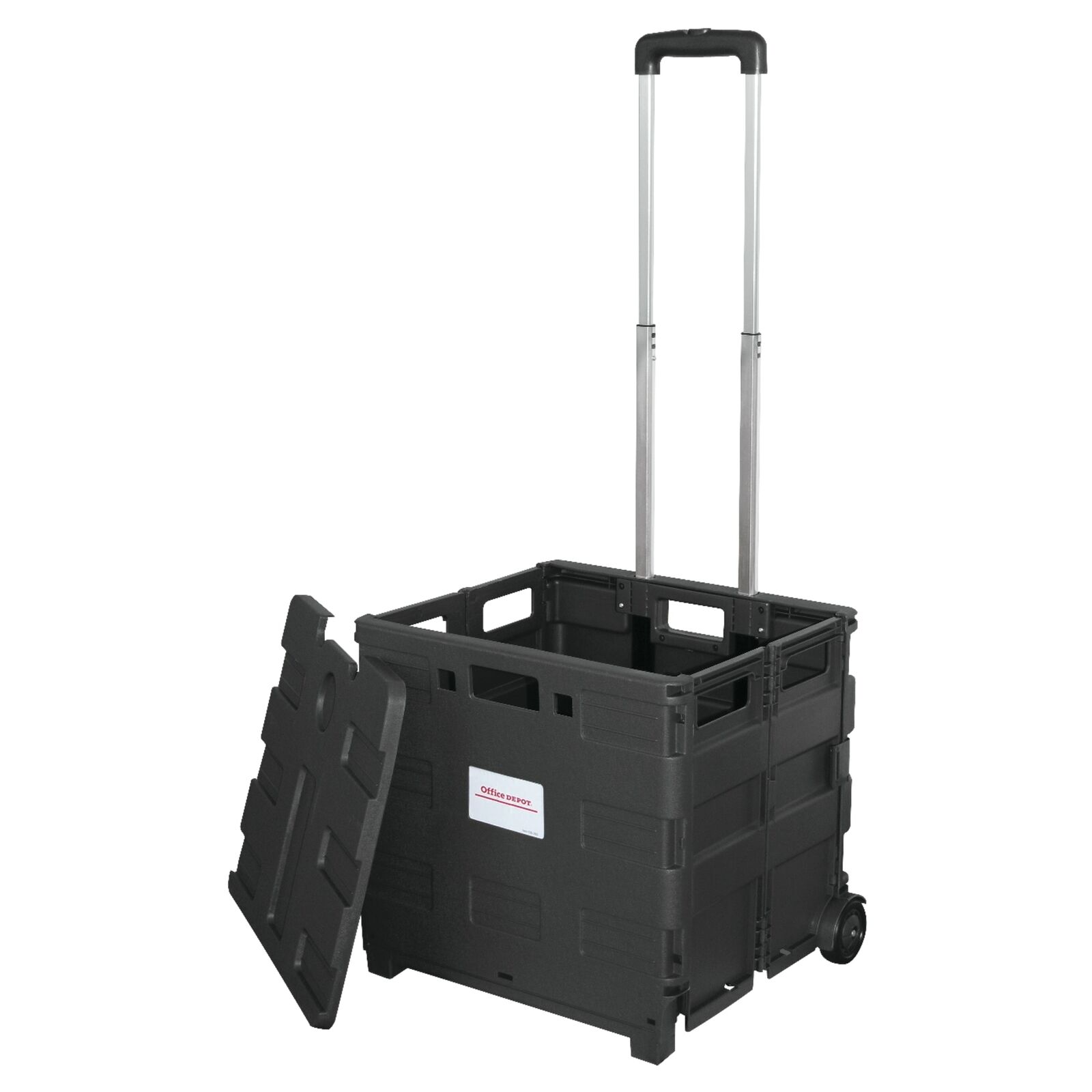 Office Depot Brand Mobile Folding Cart With Lid, 16"h X 18"w X 15"d, Black