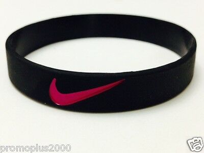 Nike Sport Baller Band Black With Pink Logo Silicone Rubber Bracelet Wristband