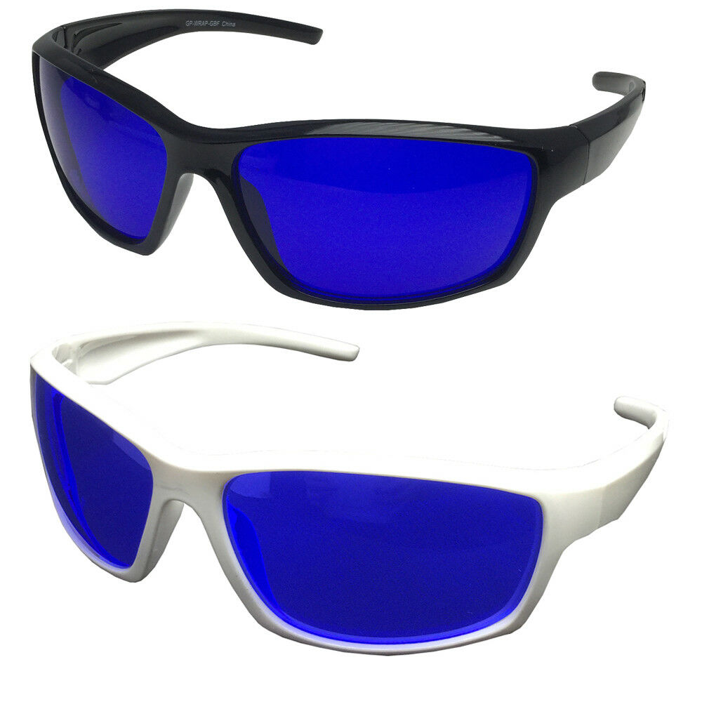 Golf Ball Finder Glasses Wrap Around Sports Style True Blue Lens Sunglasses New