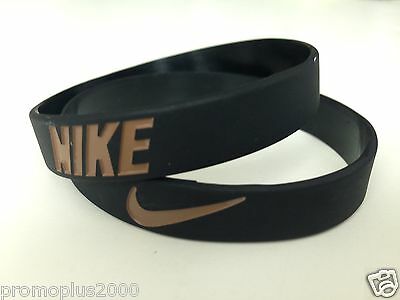 Nike Sport Baller Black With Gold Silicone Rubber Bracelet Wristband