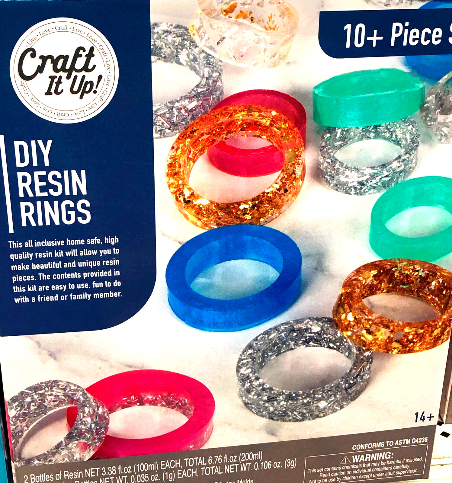 Craft It Up! Resin Ring Kit Diy Resin Rings 10+ Piece Beginner's Kit