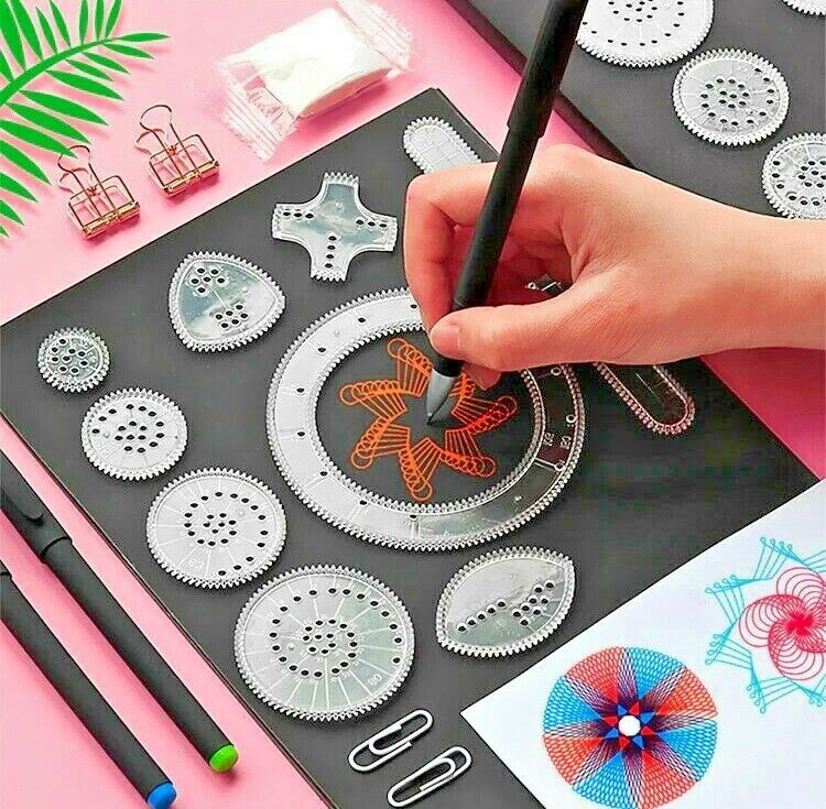 22 Pcs Spirograph Drawing Toy Set Interlocking Gears Wheel Painting Accessories