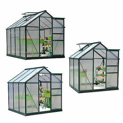 6x4/6/8x7ft Greenhouse Aluminum Frame Walk-in Outdoor Plant Garden Polycarbonate