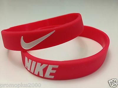 Nike Sport Baller Band Red W/wht Silicone Rubber Bracelet Wristband