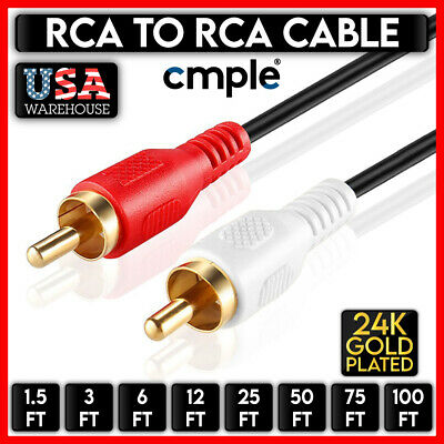 Rca Stereo Audio Cable Dual Rca Male Gold-plated Av Cord For Hdtv Dvd Vcr Lot